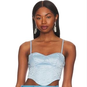 Superdown Light Blue Crop Top